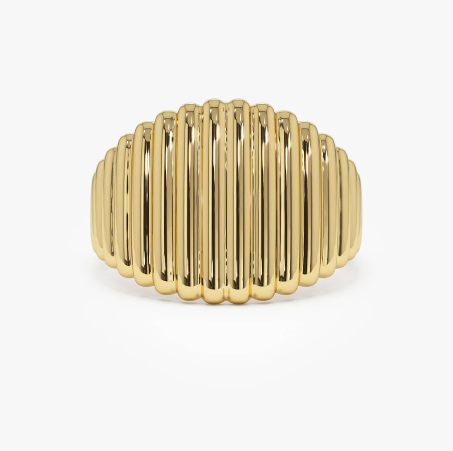 10K Gold Tapered Ribbed Statement Band-1