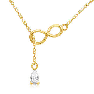 10K Gold Teardrop/Pear-shaped Cubic Zirconia Infinity Symbol Non-adjustable Y-Necklace-33