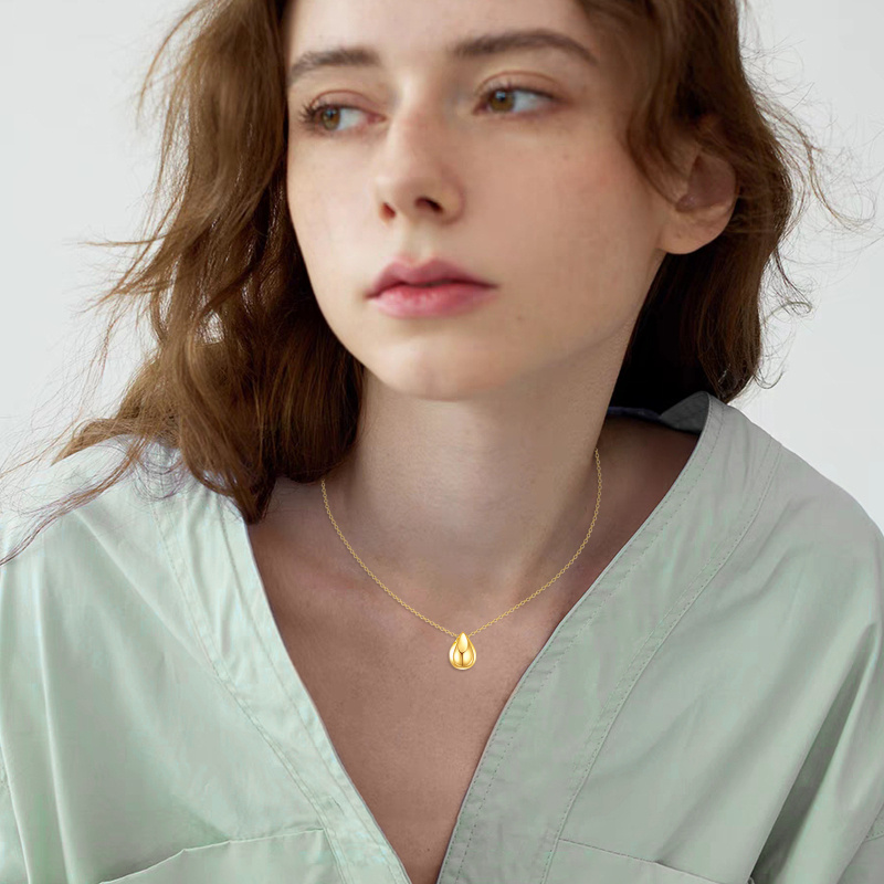 Collar colgante en forma de gota de oro 14K-2