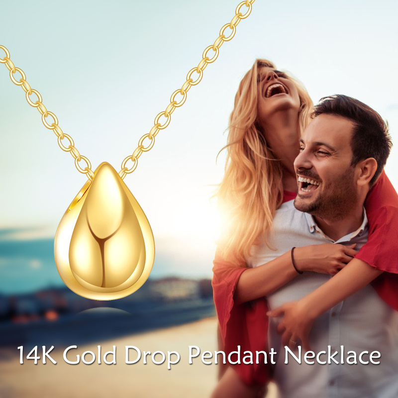 Collar colgante en forma de gota de oro 14K-6