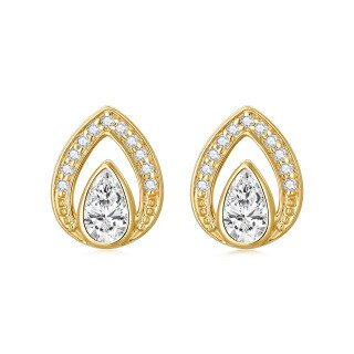 14K Gold Teardrop Zircon Stud Earrings Jewelry Gift for Women-33