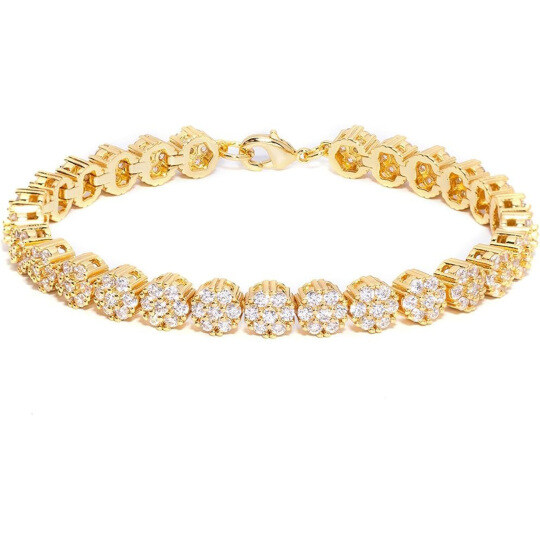 Pulseira de Tênis em Ouro 14K com Zircônia Cúbica para Homens