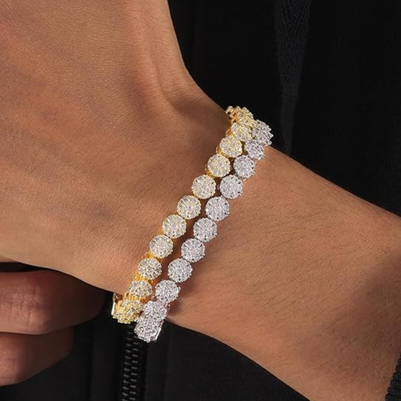 Pulseira de Tênis em Ouro 14K com Zircônia Cúbica para Homens-2