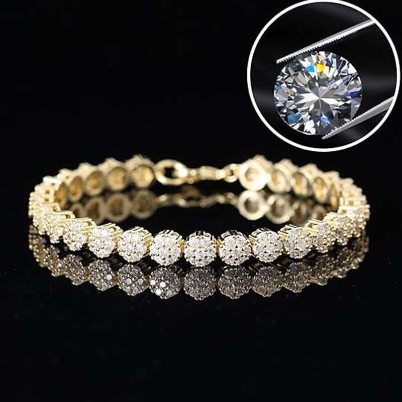 Pulseira de Tênis em Ouro 14K com Zircônia Cúbica para Homens-3