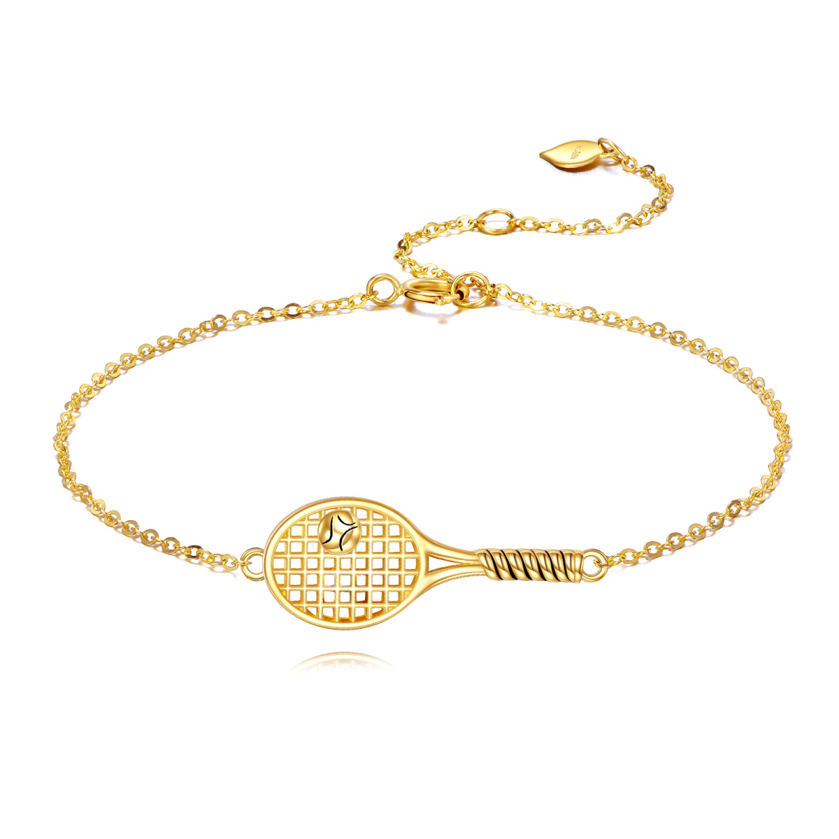 14K Gold Tennis Racket Charm Bracelet-1