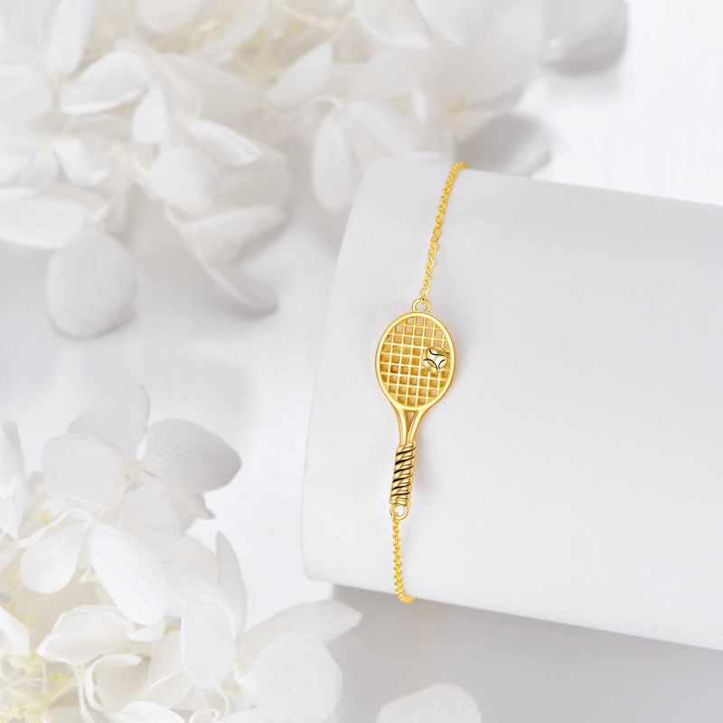 Bracciale con ciondolo a forma di racchetta da tennis in oro bianco 10K-4