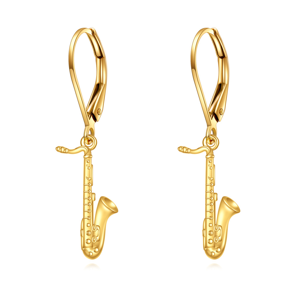 9K Gold Texas Boots Drop Earrings-1