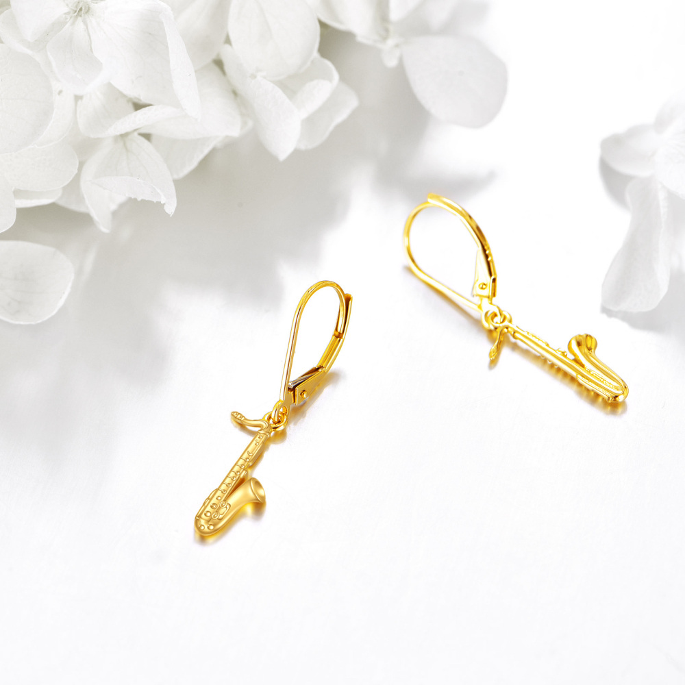 9K Gold Texas Boots Drop Earrings-3