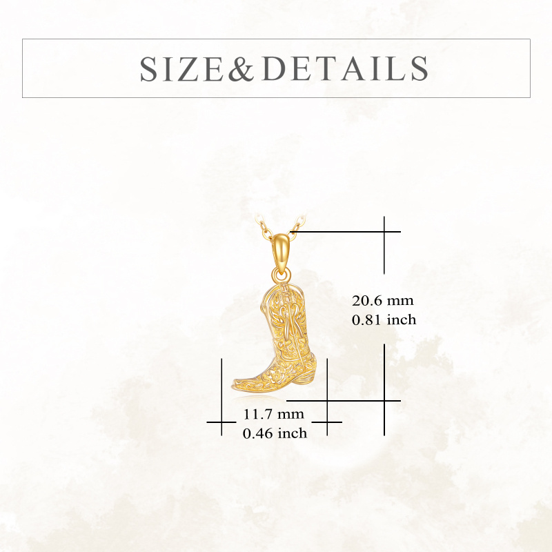 10K Gold Texas Boots Pendant Necklace-4