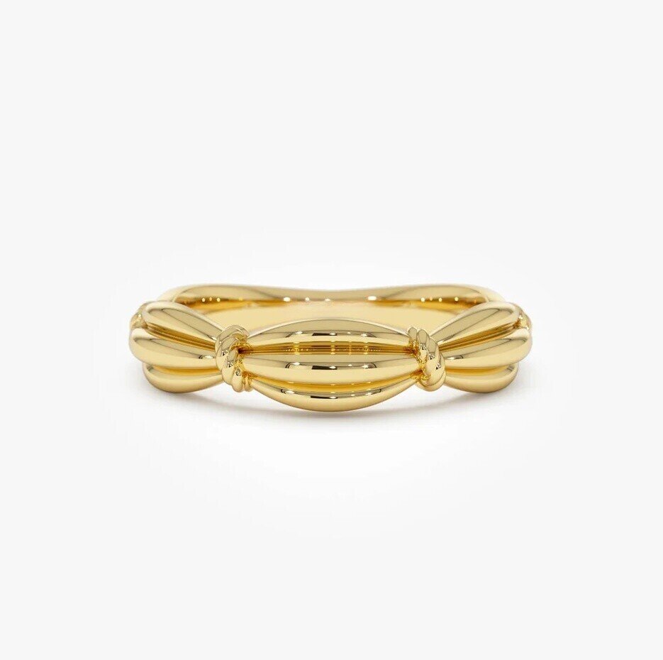 10K Gold Textured Knot Ring-1