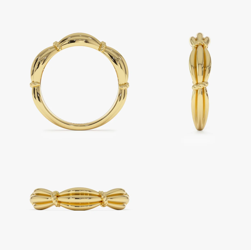 Pierścionek z teksturowanym węzłem ze złota 10K-4