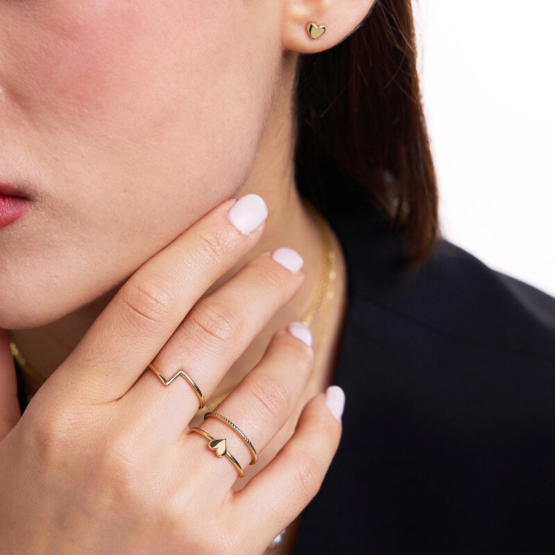 Anillo de cuerda fina de oro de 14 quilates-2