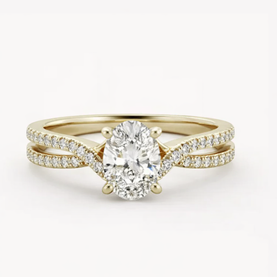 10K Gold 1 to 3.5 CT Oval Cut Lab Created Diamond Custom Engagement Ring D Color VVS1-VS1 Clarity 3EX IGI Certified