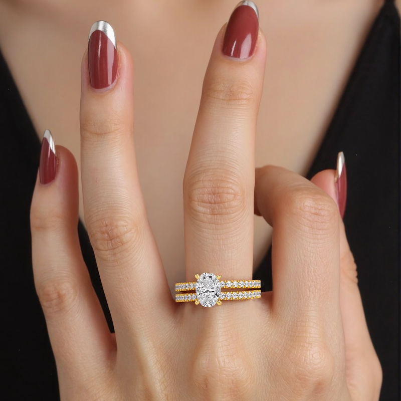 14-karatowe złoto 1 do 3,5 CT.T.W. Owalny laboratoryjny diamentowy niestandardowy pierścionek zaręczynowy D-VVS1 3EX Certyfikat IGI-4