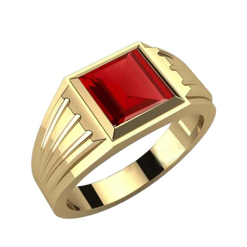 Banda para hombre en oro de 14 quilates con rubí talla Asscher de 1 a 6 CT-1