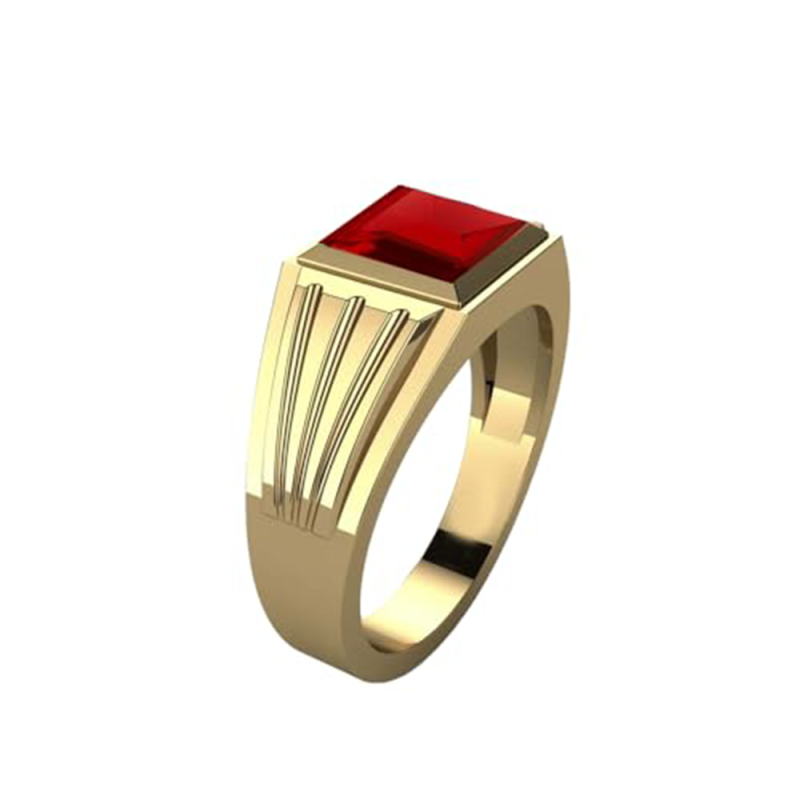 Banda para hombre en oro de 14 quilates con rubí talla Asscher de 1 a 6 CT-4