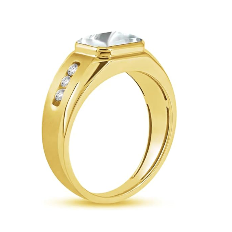 Anillo para hombre de oro de 14 quilates con piedra de nacimiento en corte esmeralda, de 1 a 6 quilates-4