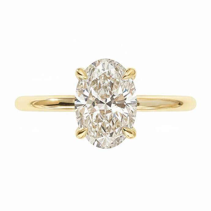 Anillo de compromiso de moissanita con corte ovalado, de oro de 10K, de 1 a 6 CT-12