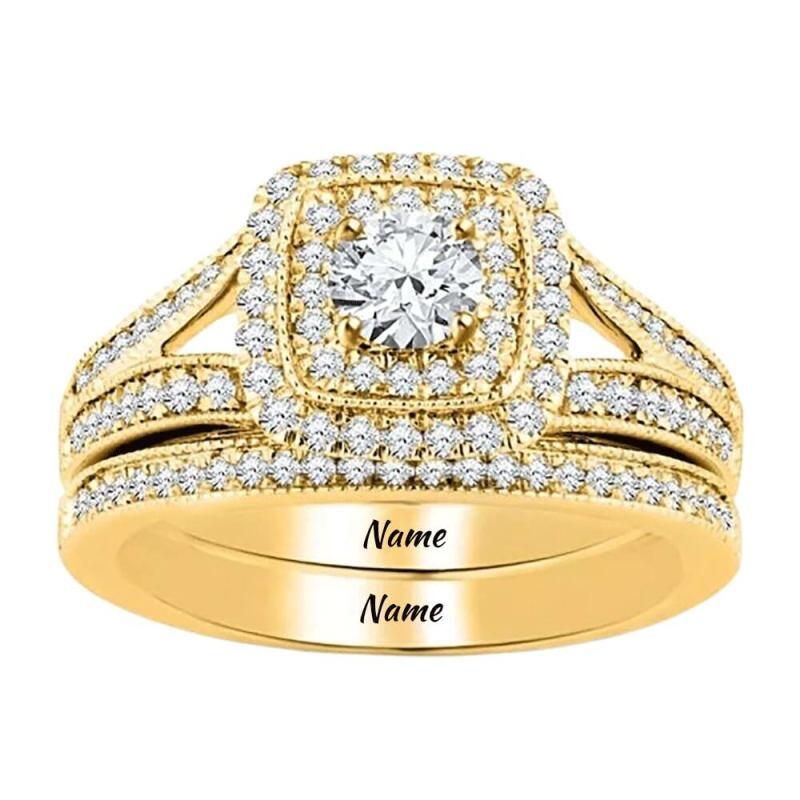 Ensemble de mariage en or 10K, taille ronde, de 1 à 6 CT-1