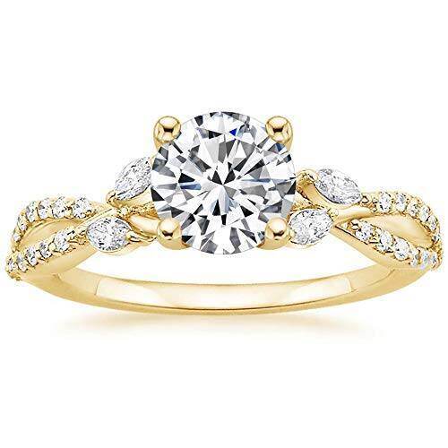 Anillo de compromiso de oro de 10 quilates con moissanita de corte redondo de 1 a 6 quilates-14