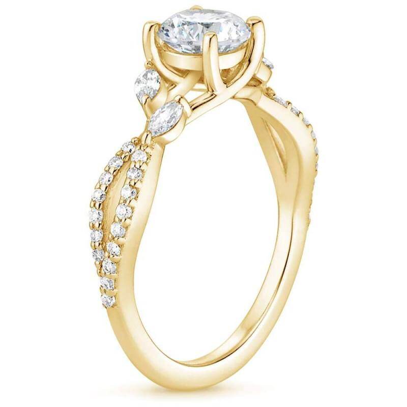 Anillo de compromiso de oro de 14 quilates con moissanita de corte redondo de 1 a 6 quilates-3