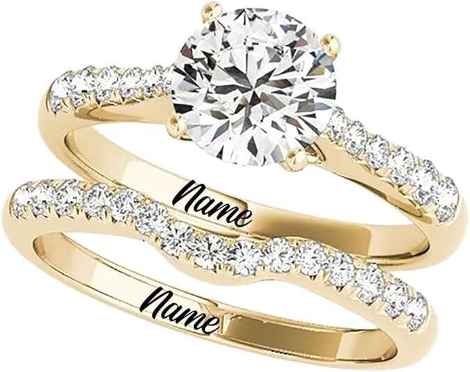 Ensemble nuptial en or 10K avec moissanite taillée ronde de 1 à 6 CT-10