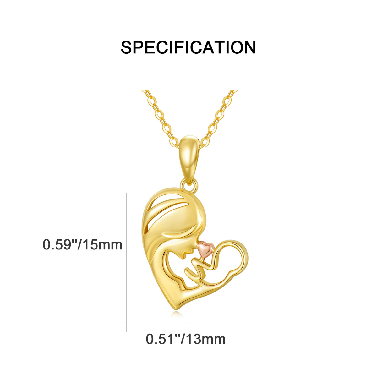 14K Gold Two-tone Mother & Daughter Heart Pendant Necklace-6