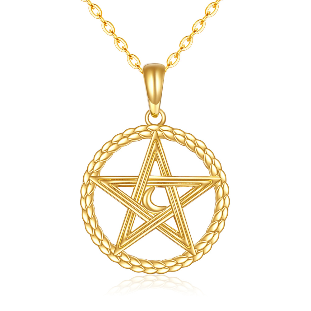 9K Gold Tree Of Life Celtic Knot Moon Necklace for Women-1