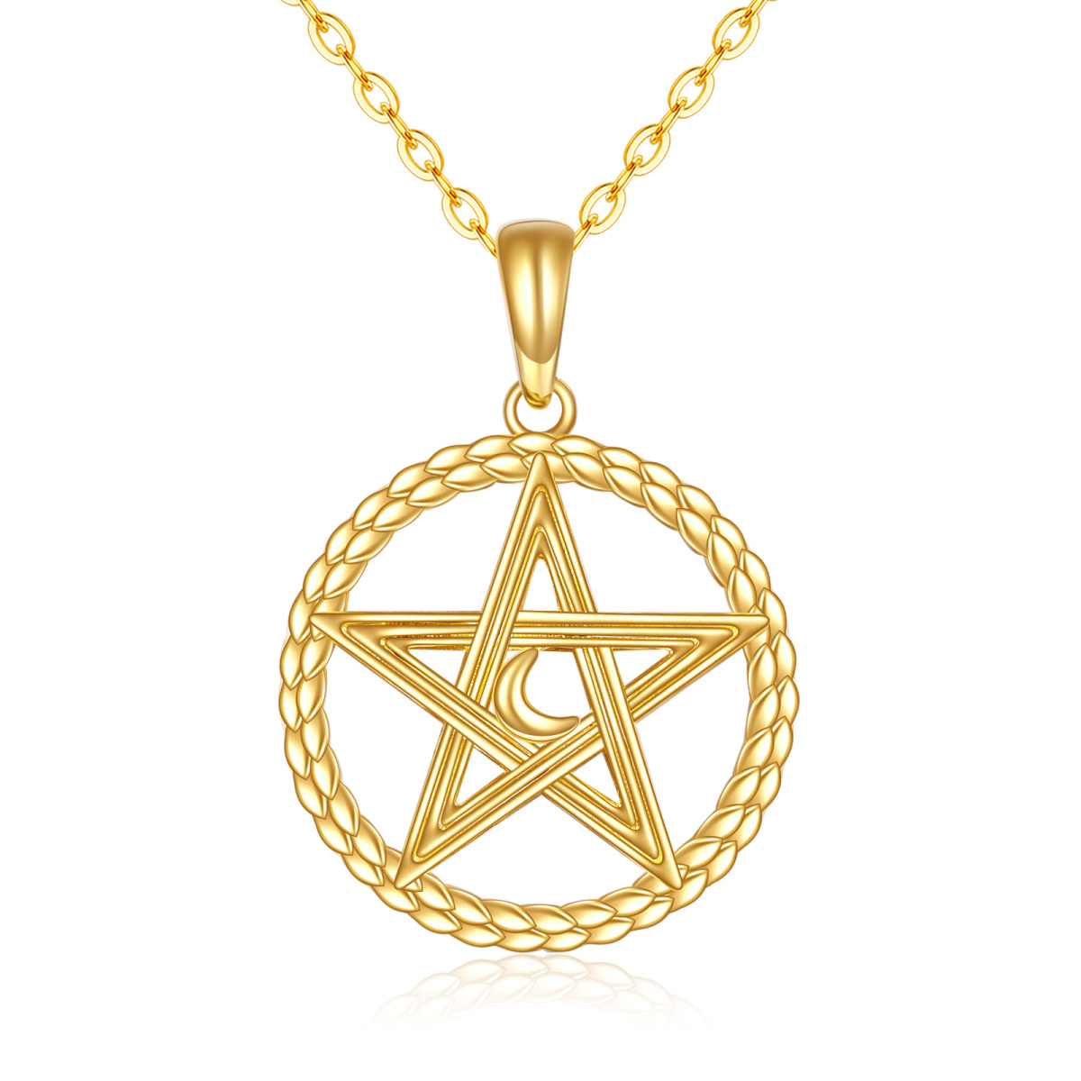 14K Gold Tree Of Life Celtic Knot Moon Necklace for Women-1