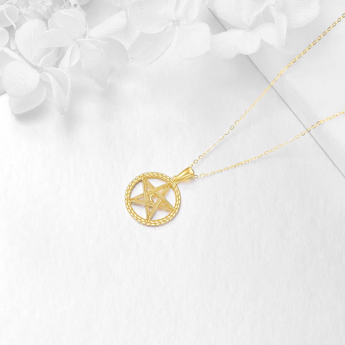 14K Gold Tree Of Life Celtic Knot Moon Necklace for Women-3