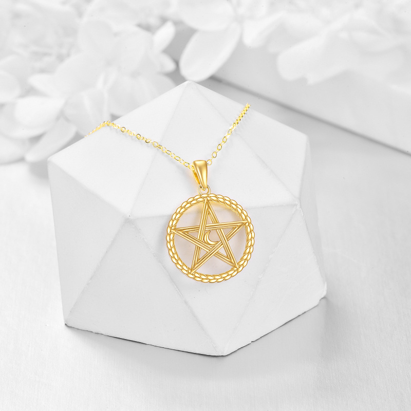 9K White Gold Tree Of Life & Celtic Knot & Moon Pendant Necklace-4