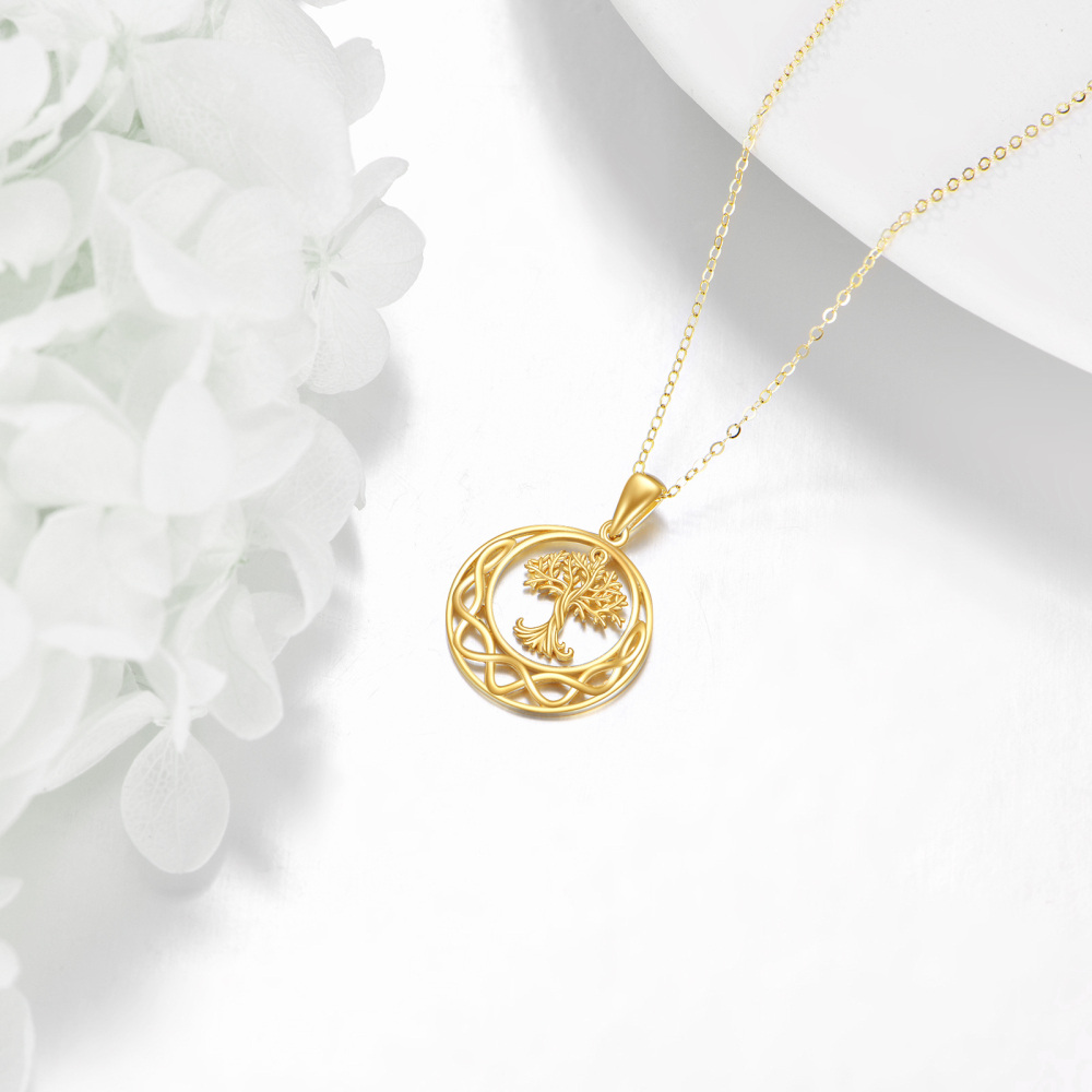 10K Gold Tree Of Life & Celtic Knot Pendant Necklace-3