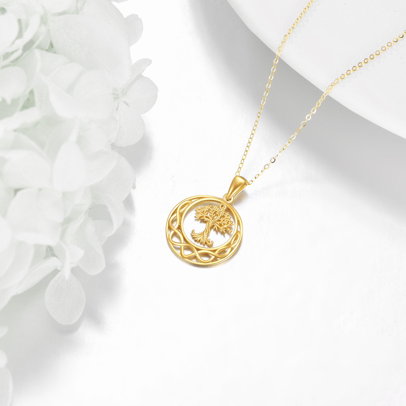قلادة من الذهب الأبيض عيار 10 قيراط، مزينة بشجرة الحياة وعقدة سلتيك-3
