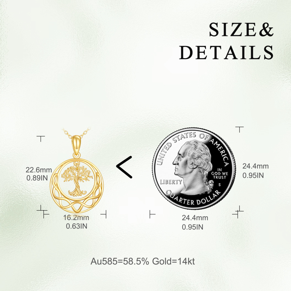 10K Gold Tree Of Life & Celtic Knot Pendant Necklace-6