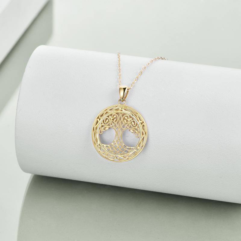 10K Gold Tree Of Life & Celtic Knot Pendant Necklace-3