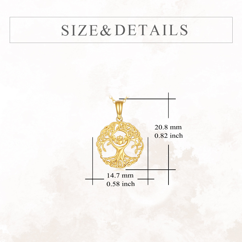 10K Gold Tree Of Life & Claddagh Pendant Necklace-5