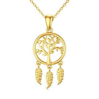 9K Gold Tree Of Life & Dream Catcher Pendant Necklace-33