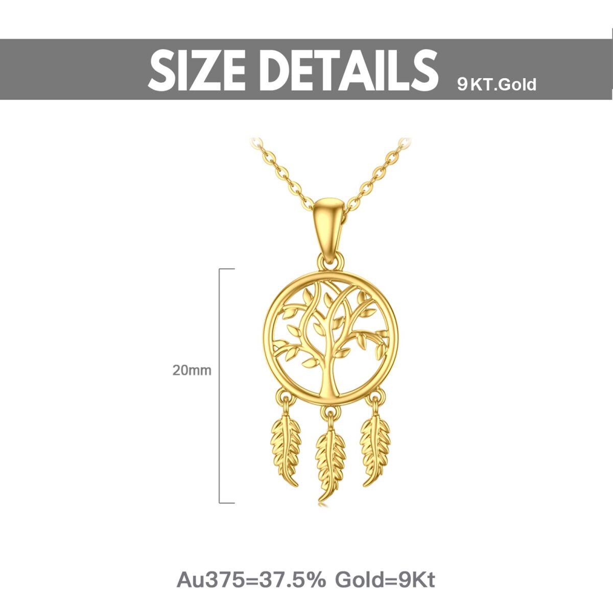 Collier en or 14K avec pendentif arbre de vie et attrape-rêves-6