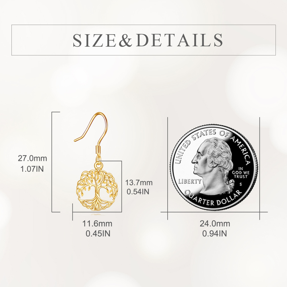 10K gouden oorbellen met levensboomhanger-6