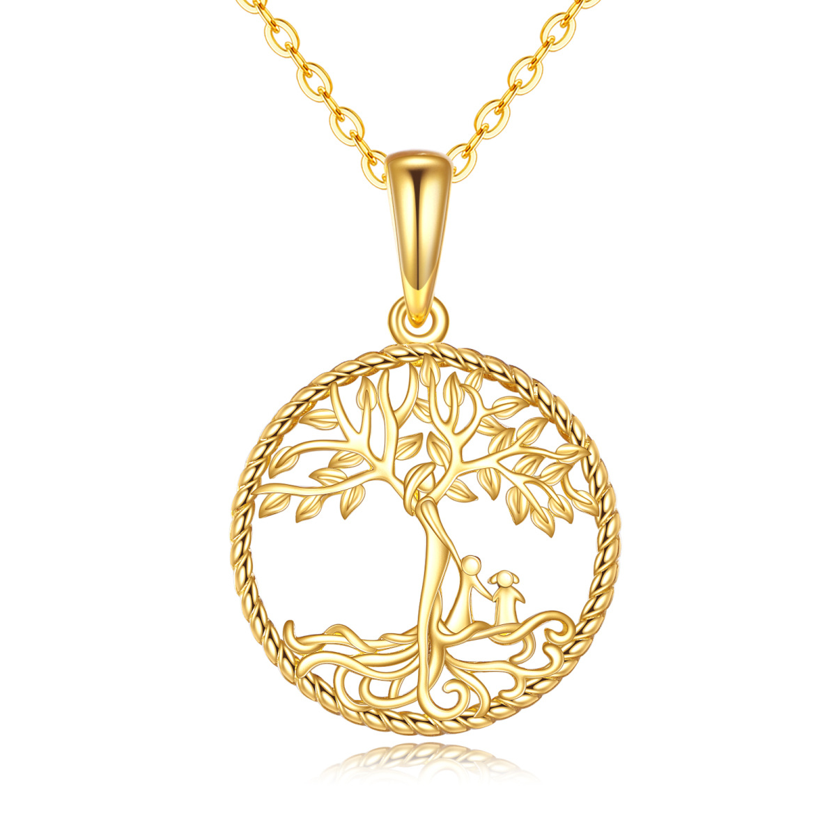 Colar com pingente de árvore da vida em ouro 14K para mães e filhos para mães-1