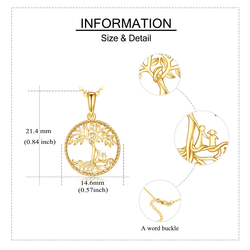 10K Gold Tree Of Life Mother & Children Pendant Necklace For Mom-6