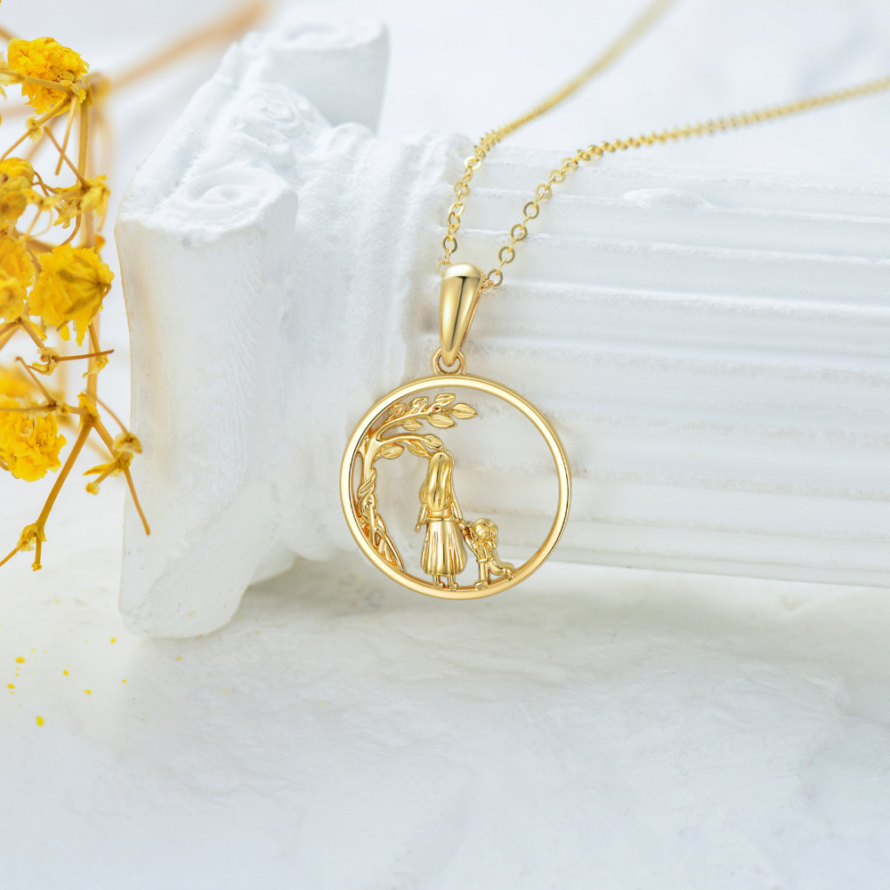 Collana con ciondolo albero della vita e madre e figlia in oro 14 carati per le migliori amiche delle donne-3
