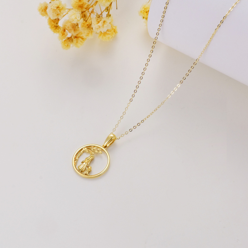 10K White Gold Tree Of Life & Mother & Daughter Pendant Necklace-4