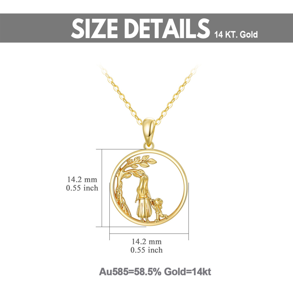 Collana con ciondolo albero della vita e madre e figlia in oro 14 carati per le migliori amiche delle donne-5