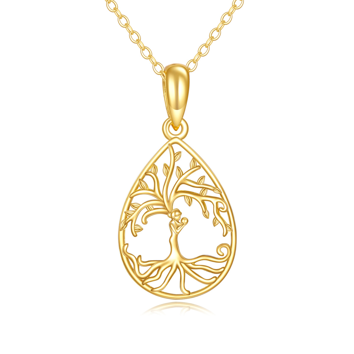 Collar con colgante de árbol de la vida para padres e hijos en oro de 14 quilates-1