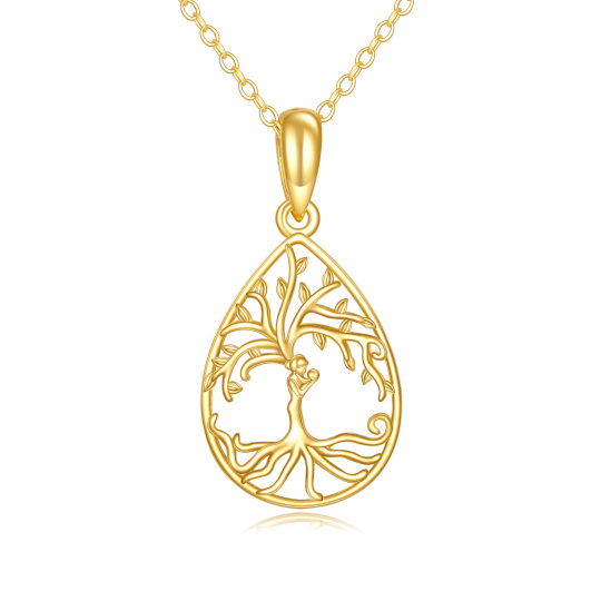 10K Gold Tree Of Life & Parents & Children Pendant Necklace