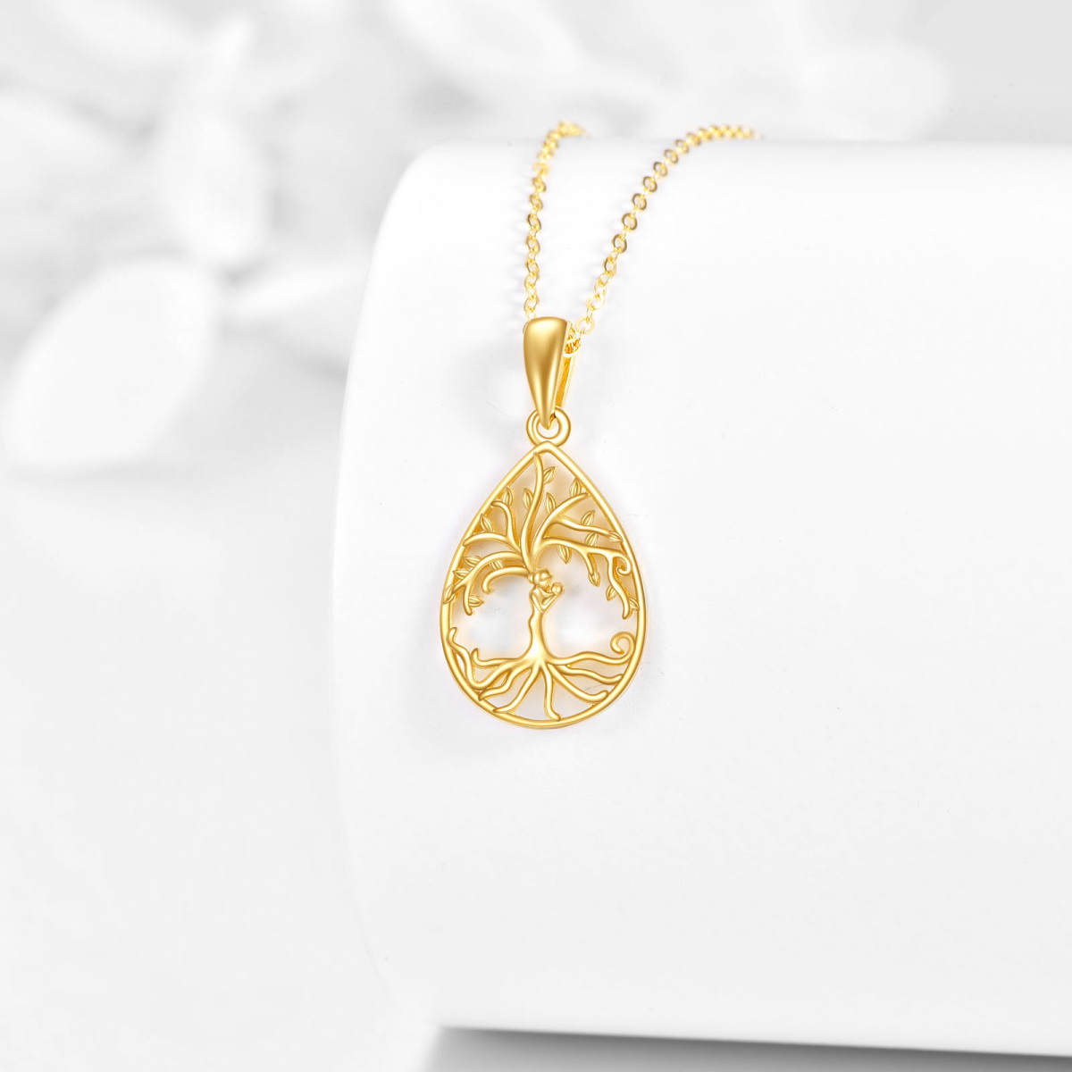 Collar con colgante de árbol de la vida para padres e hijos en oro de 14 quilates-3
