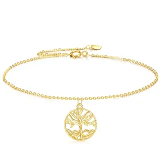 10K Gold Tree Of Life Pendant Bracelet-14