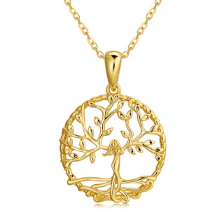 10K Gold Tree Of Life Pendant Necklace with Cable Chain-35