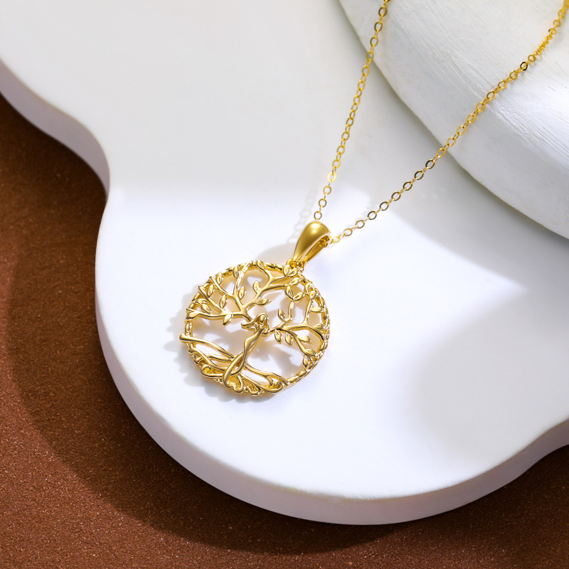 Collar con colgante del Árbol de la Vida en oro de 14 quilates y cadena de eslabones.-3